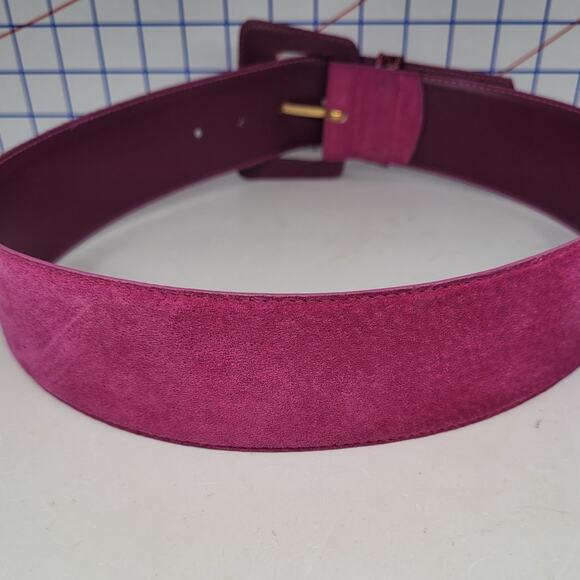 Vintage 80s Pink Suede Snakeskin Wide Belt Statement Retro Glam Accessory - Picture 5 of 6